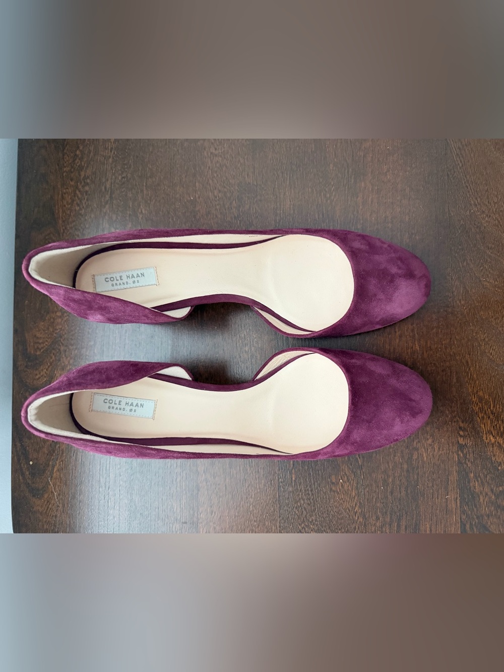 Cole Haan Grand OS Burgundy Suede D’Orsay Block Heel Pumps 8.5B - Picture 3 of 7